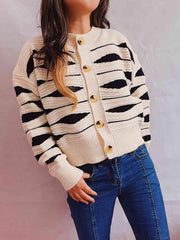 Color Block Button Front Cardigan - Trendsi