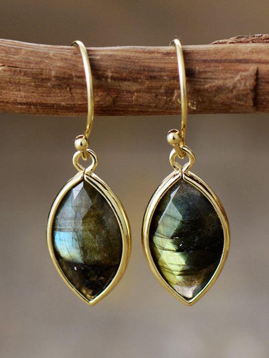 Geometrical Shape Natural Stone Dangle Earrings - Trendsi