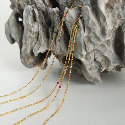 18K Gold-Plated Oil Drip Bead Necklace - Trendsi