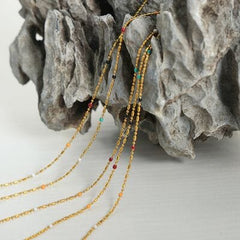 18K Gold-Plated Oil Drip Bead Necklace - Trendsi