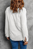 Textured Button Front Curved Hem Shirt - Trendsi