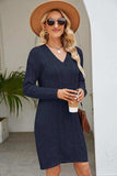 Cable-Knit Long Sleeve Sweater Dress - Trendsi - Flyclothing LLC