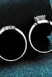 Moissanite Rhodium-Plated Two-Piece Ring Set - Trendsi - Flyclothing LLC