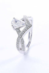 1 Carat Moissanite Teardrop 925 Sterling Silver Ring - Trendsi - Flyclothing LLC