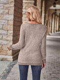 Half-Zip V-Neck Long Sleeve Top - Trendsi