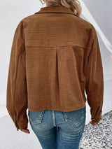 Collared Neck Button Front Jacket with Pockets - Trendsi - Flyclothing LLC