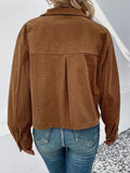 Collared Neck Button Front Jacket with Pockets - Trendsi