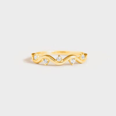 925 Sterling Silver Inlaid Zircon Ring - Trendsi