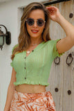 Buttoned Frill Hem Cropped Knit Top - Trendsi - Flyclothing LLC