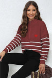 Striped Zip-Up Long Sleeve Ribbed Sweater - Trendsi - Flyclothing LLC