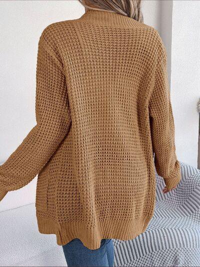 Open Front Long Sleeve Cardigan with Pockets - Trendsi