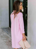 Button Up Collared Neck Long Sleeve Shirt Dress - Trendsi - Flyclothing LLC