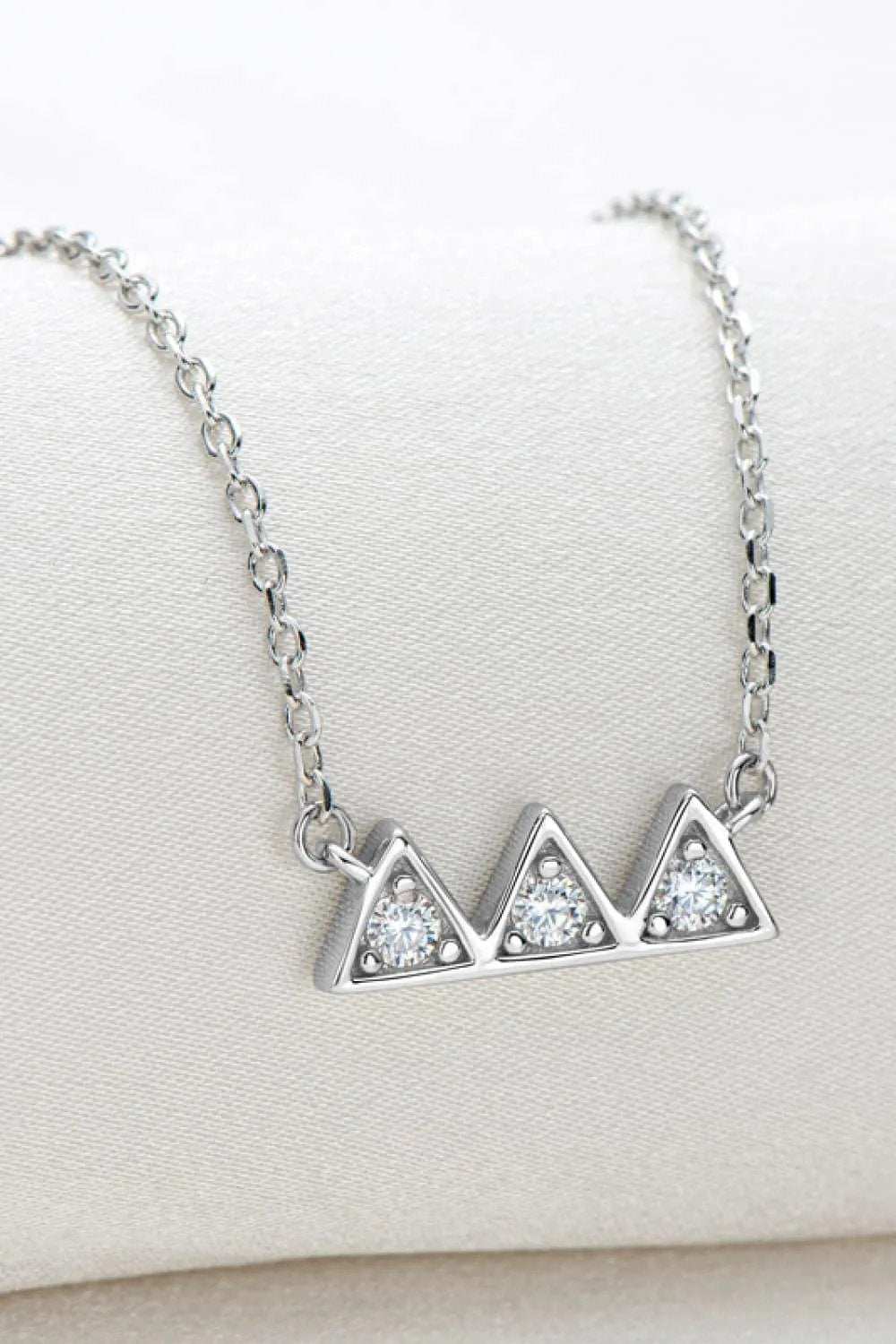 Moissanite Triangle Platinum-Plated Necklace - Trendsi - Flyclothing LLC