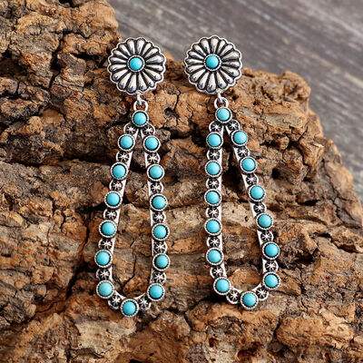 Flower Artificial Turquoise Teardrop Earrings - Trendsi - Flyclothing LLC