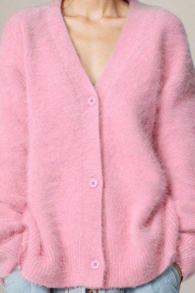Button Up Dropped Shoulder Cardigan - Trendsi - Flyclothing LLC