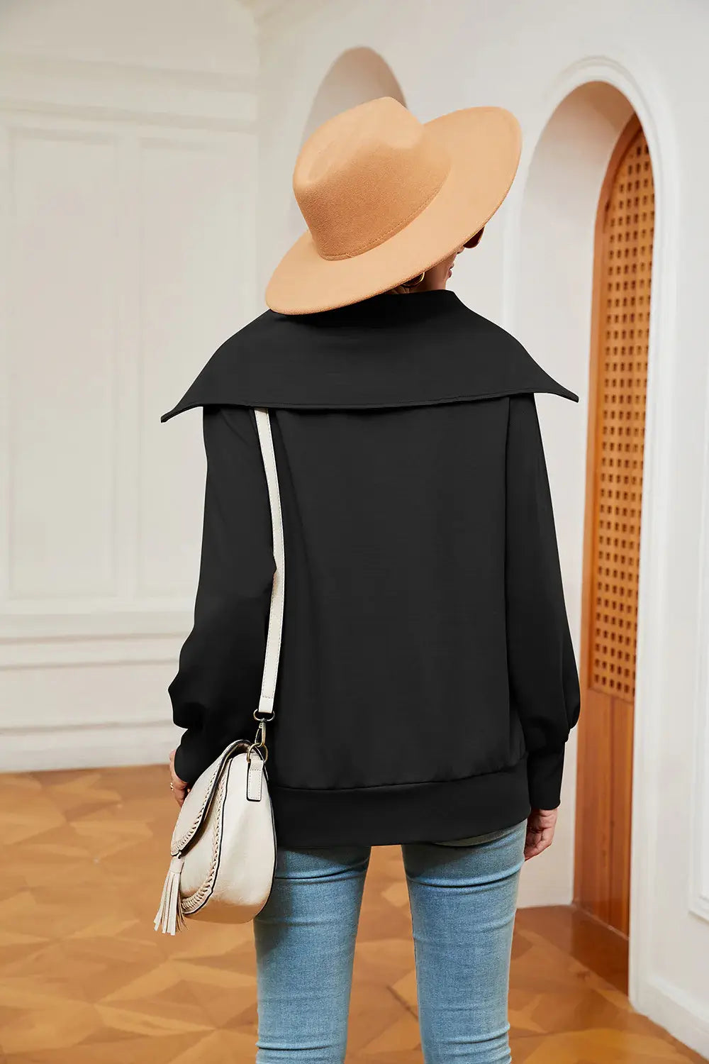 Half-Zip Collared Sweatshirt - Trendsi - Flyclothing LLC