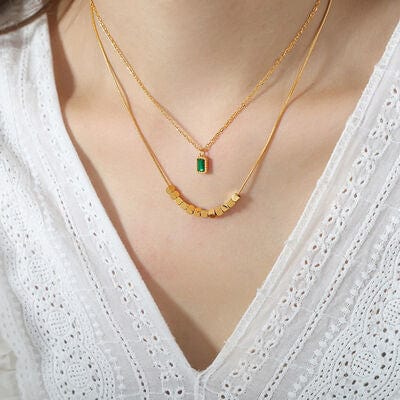 18K Gold-Plated Double-Layered Necklace - Trendsi