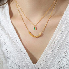 18K Gold-Plated Double-Layered Necklace - Trendsi