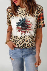 Leopard Plaid Floral Tee Shirt - Flyclothing LLC
