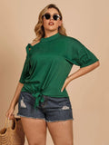 Plus Size Tied Cold-Shoulder Tee Shirt - Trendsi