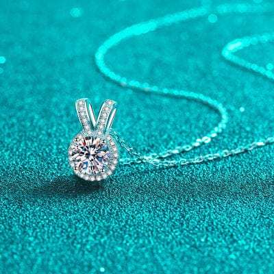 1 Carat Moissanite Rabbit Ears Shape Pendant Necklace - Trendsi - Flyclothing LLC