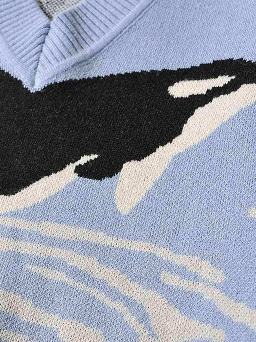 Printed V-Neck Long Sleeve Sweater - Trendsi - Flyclothing LLC