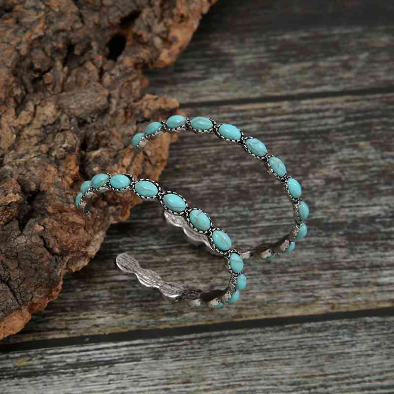 Artificial Turquoise C-Hoop Earrings - Trendsi - Flyclothing LLC