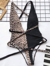 Tied Leopard Plunge One-Piece Swimwear - Trendsi - Flyclothing LLC