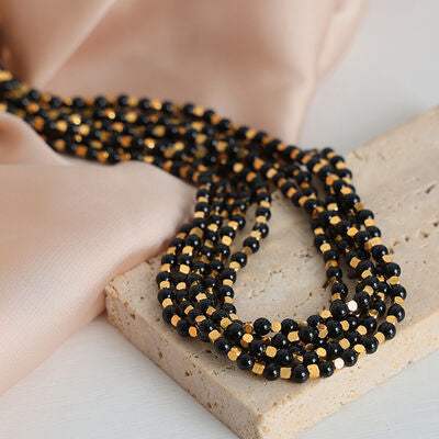 Agate Beaded Titanium Steel Necklace - Trendsi - Flyclothing LLC
