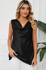 Ruched Cowl Neck Tank - Trendsi - Flyclothing LLC