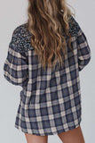 Plaid Notched Neck Slit Blouse - Trendsi - Flyclothing LLC