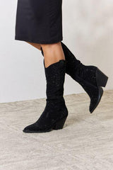Forever Link Rhinestone Knee High Cowboy Boots - Trendsi