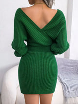Rib-Knit Dolman Sleeve Sweater Dress - Trendsi - Flyclothing LLC