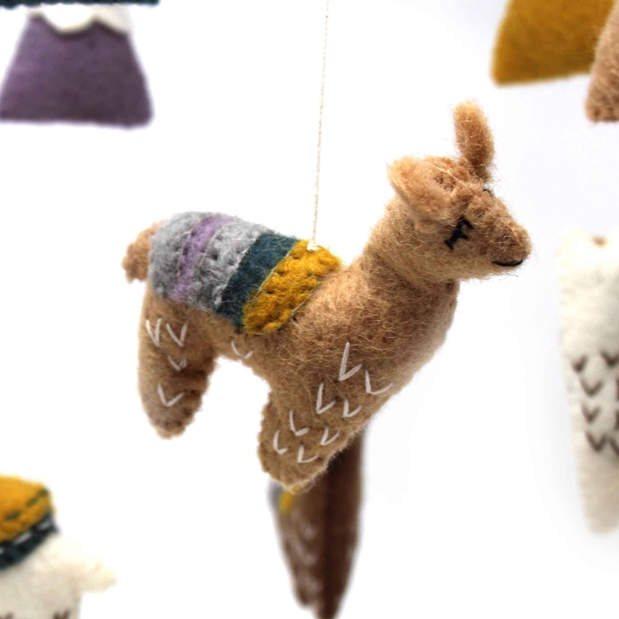 Hand Crafted Felt Little Llamas Mobile - Global Groove Direct