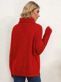 Slit Turtleneck Dropped Shoulder Sweater - Trendsi - Flyclothing LLC