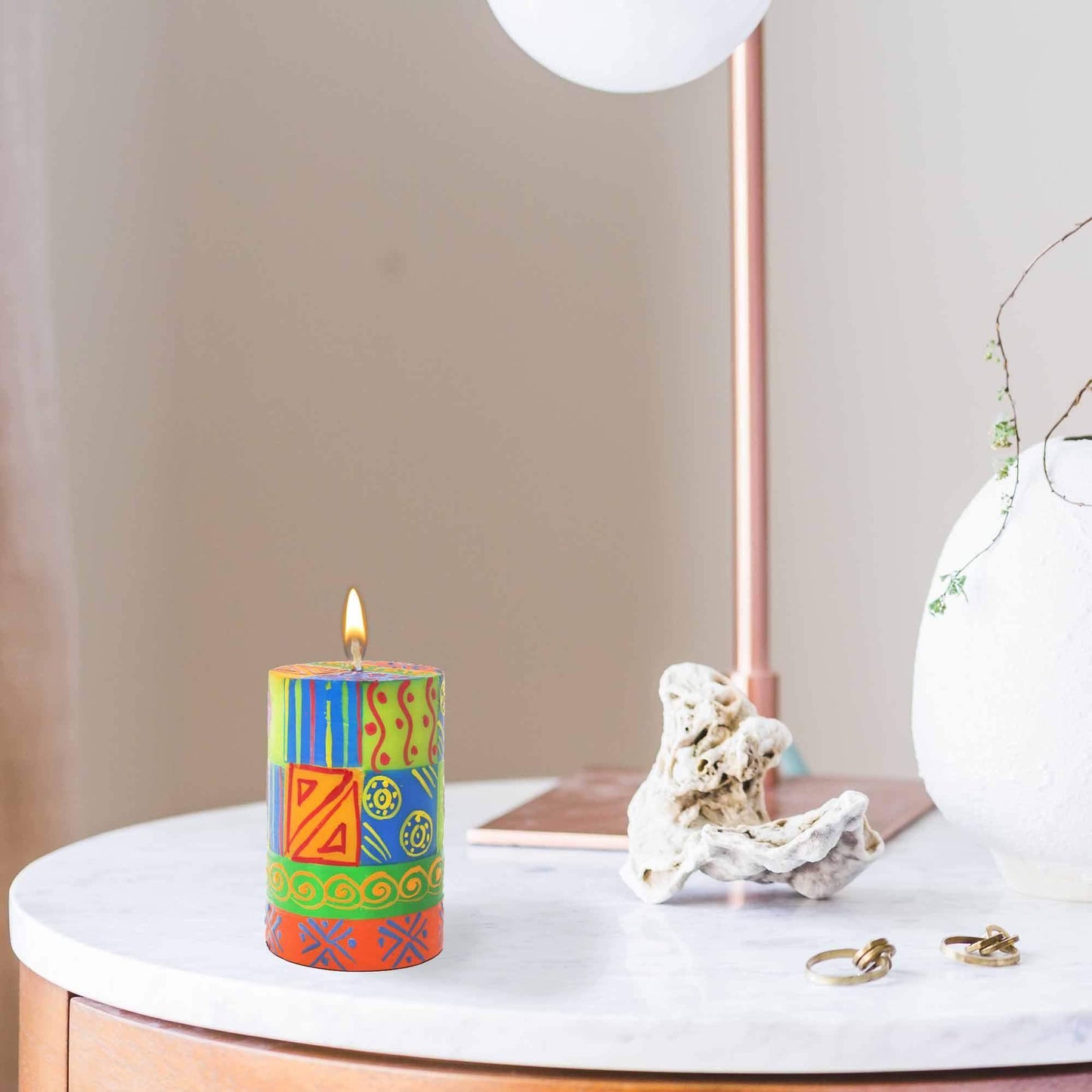 Single Boxed Hand-Painted Pillar Candle - Shahida Design - Nobunto - Nobunto - Flyclothing LLC