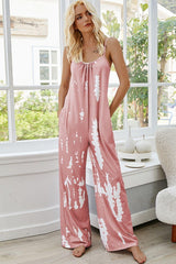 Tie-Dye Spaghetti Strap Jumpsuit with Pockets - Flyclothing LLC