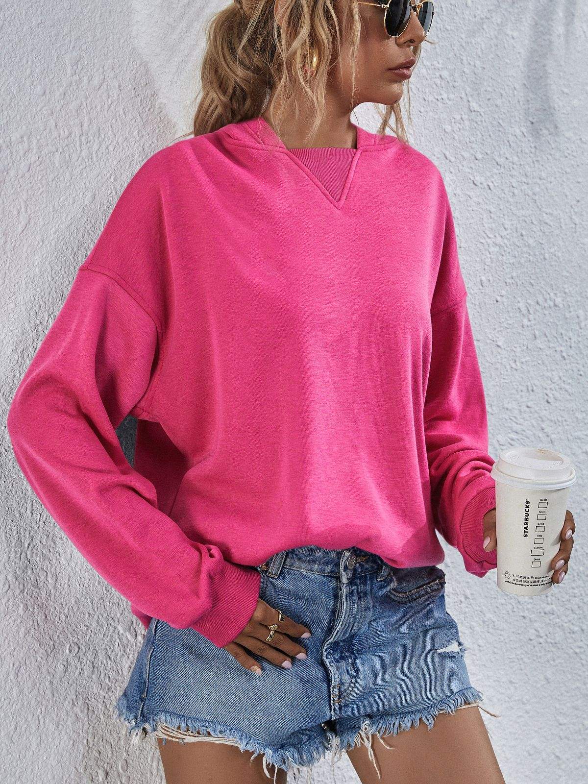 Dropped Shoulder Slit Hoodie - Trendsi - Flyclothing LLC