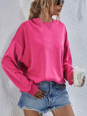 Dropped Shoulder Slit Hoodie - Trendsi