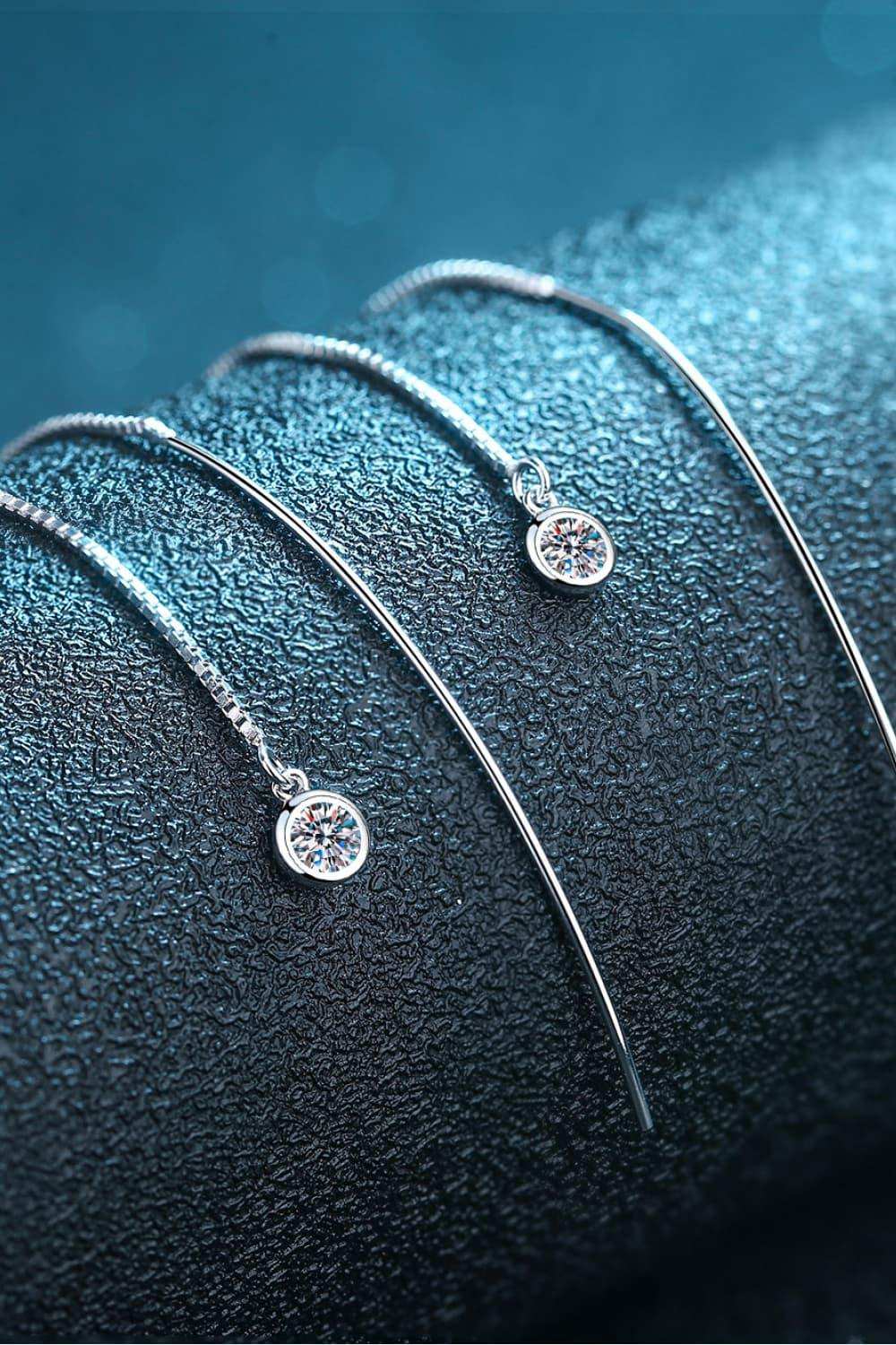 Moissanite 925 Sterling Silver Threader Earrings - Trendsi - Flyclothing LLC