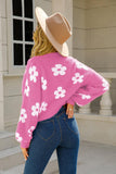 Floral Open Front Fuzzy Cardigan - Trendsi