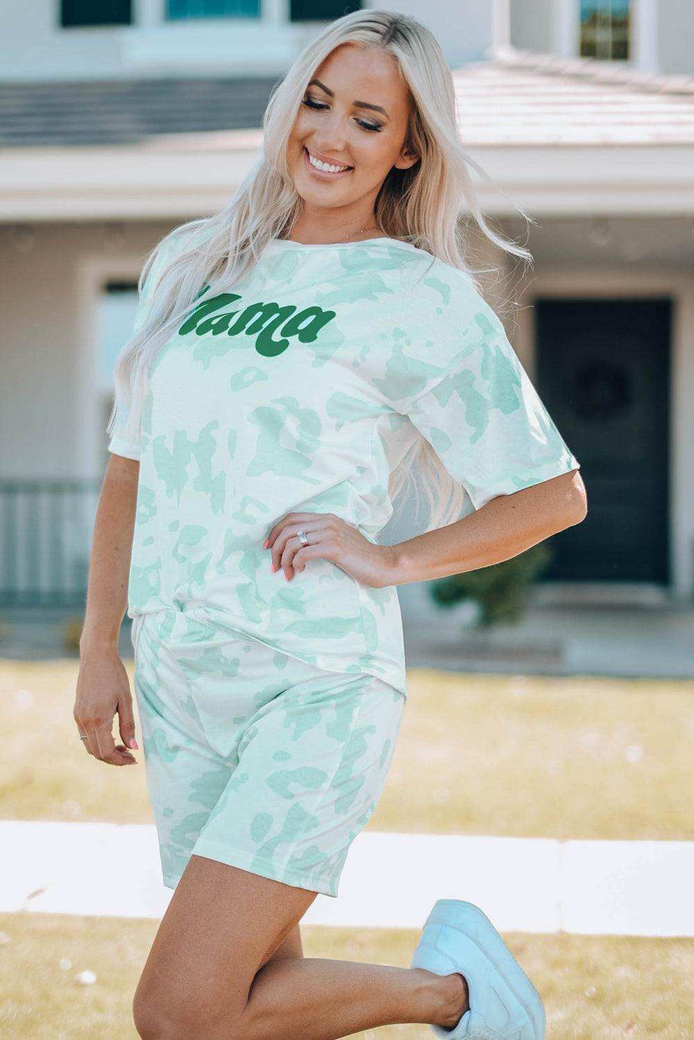 Women Printed Letter Graphic Lounge Set - Trendsi - Flyclothing LLC