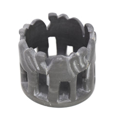 Circle of Elephants Soapstone Sculpture, 3 to 3.5-inch - Dark Stone - SMOLArt