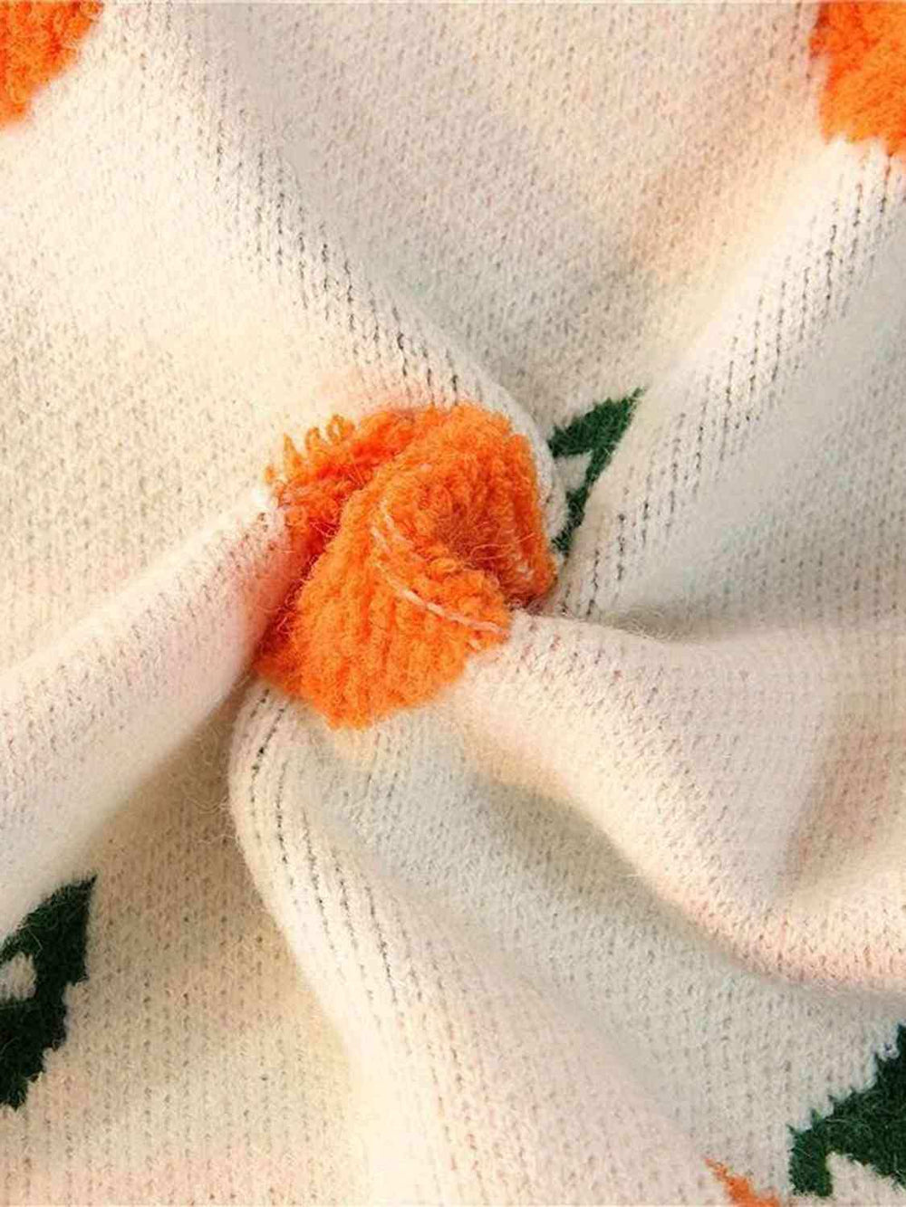 Printed Round Neck Drop Shoulder Sweater - Trendsi - Flyclothing LLC