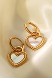 Inlaid Shell Heart Drop Earrings - Trendsi