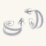 Moissanite 925 Sterling Silver C-Hoop Earrings - Trendsi