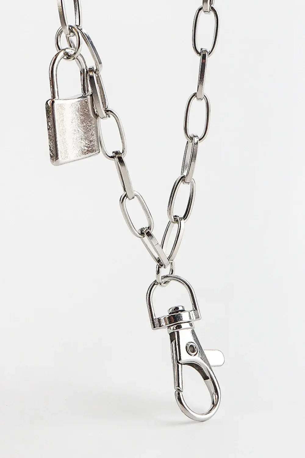 Double Layered Iron Chain Belt with Lock Charm - Trendsi - Flyclothing LLC