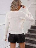 V-Neck Dropped Shoulder Long Sleeve Knit Top - Trendsi - Flyclothing LLC