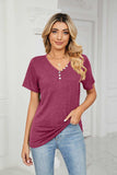 Decorative Button V-Neck Tee - Trendsi - Flyclothing LLC