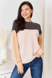 Double Take Color Block Dropped Shoulder T-Shirt - Trendsi